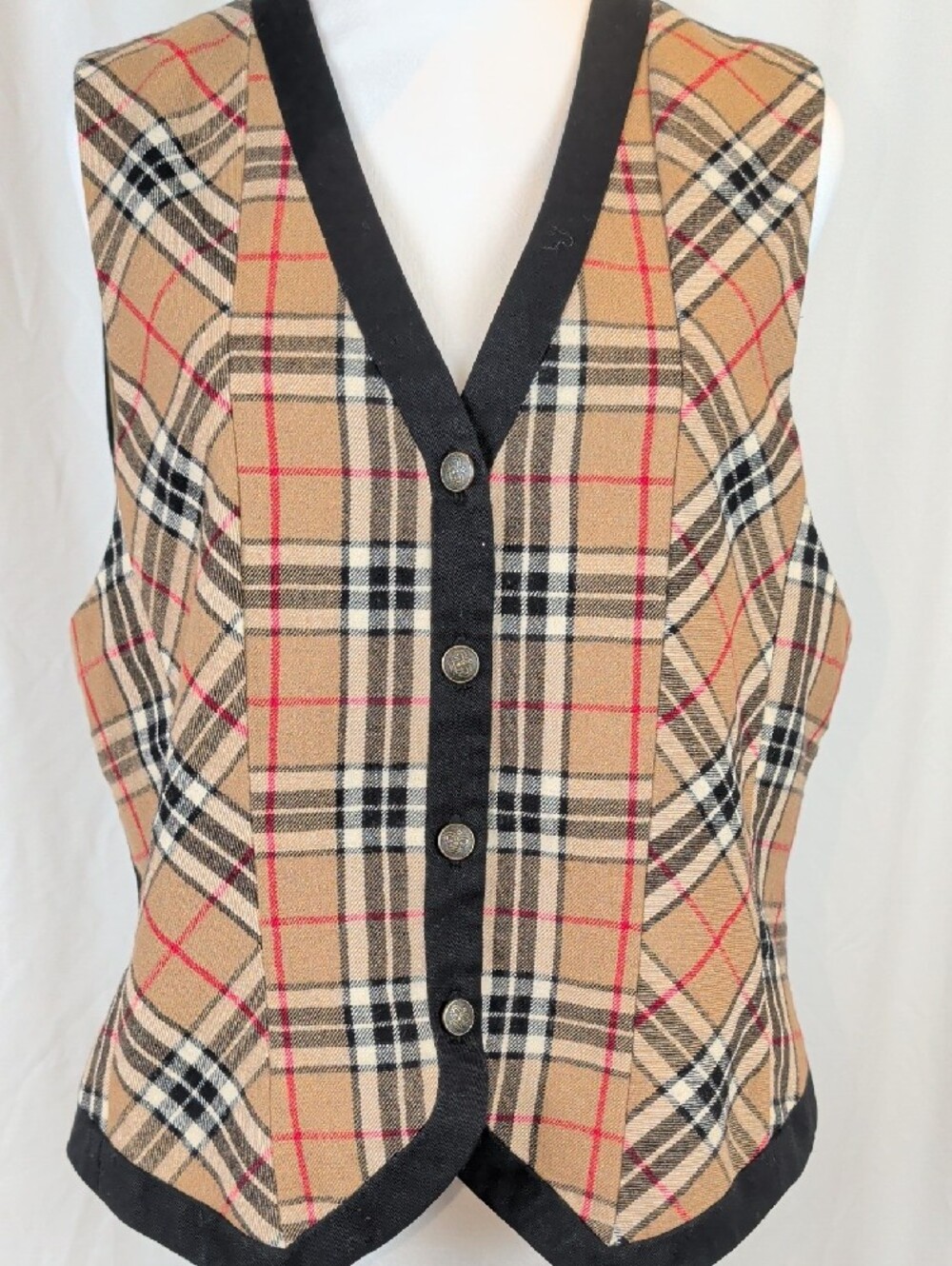 Vintage Nygård Woolmark Plaid Button Up Vest Y2K .Made In 🇨🇦 Size 12 US